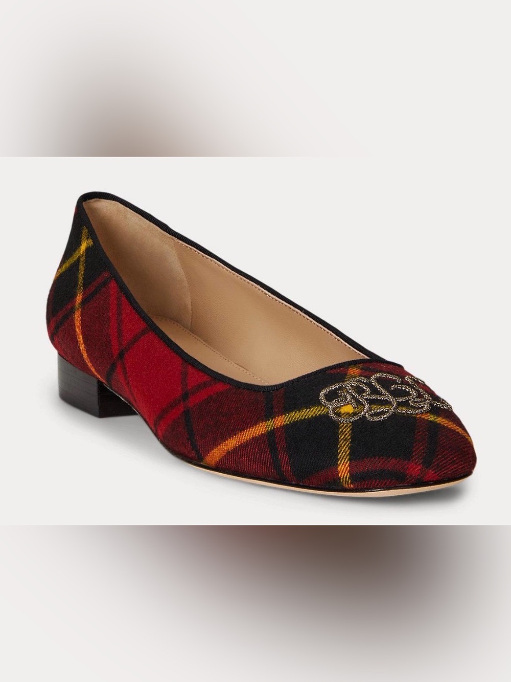 LAUREN RALPH LAUREN Emilee Embroidered Logo Ballet Flats. NIB